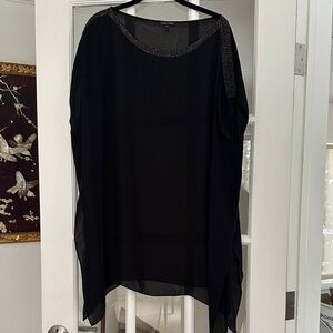 Eileen Fisher Elegant Black Beaded Silk Women's Top